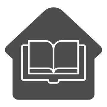 Home library solid icon. Home book vector illustration isolated on white. House 스톡 일러스트