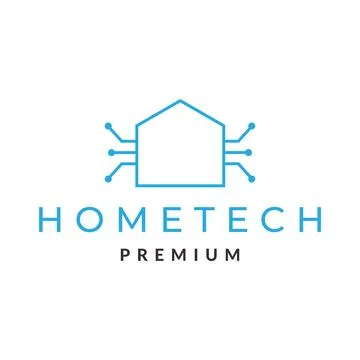 Home with line connect dot tech logo design vector graphic symbol icon sign.. Illustrazione stock