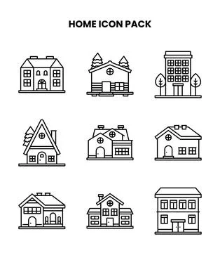 Home Line UI Icons Pack Stock Illustration