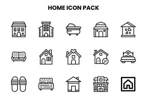 Home Line Vector Icons Pack Stock Illustration