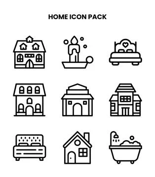 Home Line Vector Icons Pack Stock Illustration