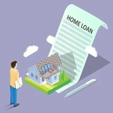 Home loan concept vector isometric illustration Stock Illustration