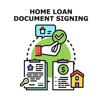 Home loan document signing applying for mortgage Stock Illustration