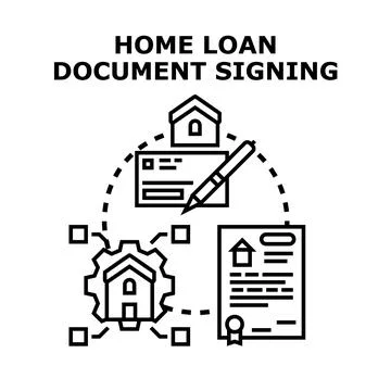 Home loan document signing process agreement Stock Illustration