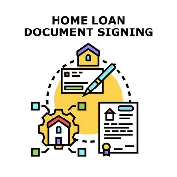 Home loan document signing process agreement Stock Illustration
