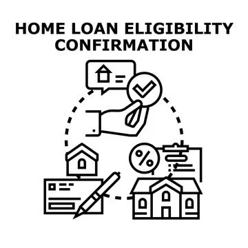 Home loan eligibility confirmation process applying application Stock Illustration