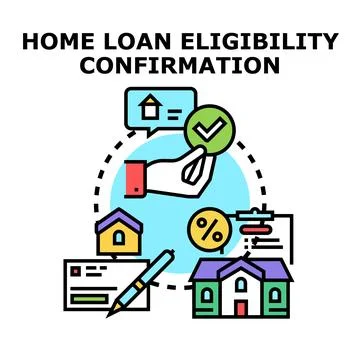 Home loan eligibility confirmation process applying application Stock Illustration