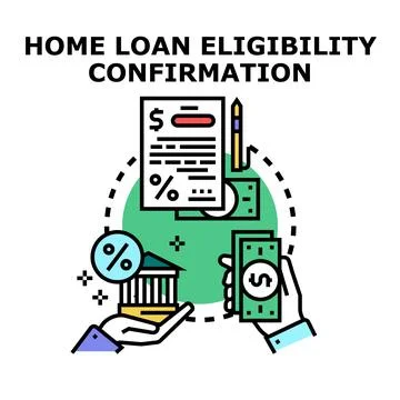 Home loan eligibility confirmation process applying for mortgage Stock Illustration