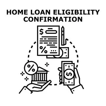 Home loan eligibility confirmation process applying for mortgage Stock Illustration