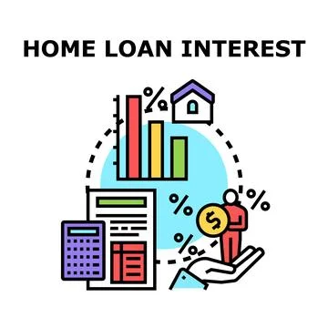 Home loan interest calculation planning increasing mortgage rates Stock Illustration