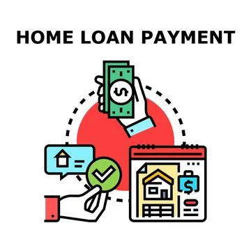 Home loan payment process managing property mortgage Stock Illustration