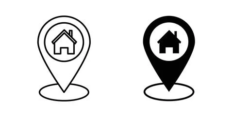 Home location icon symbol. Vector illustration pack in black color. Illustrazione stock