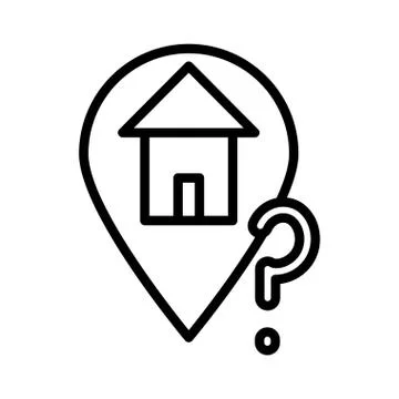 Home location with interrogation singn line style icon Stock Illustration