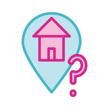 Home location with interrogation singn line and fill style icon Stock Illustration