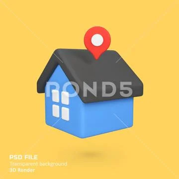Home location isolated 3d render icon illustration PSD Template