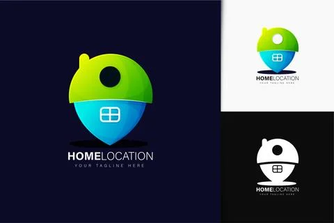 Home location logo design with gradient Stock Illustration