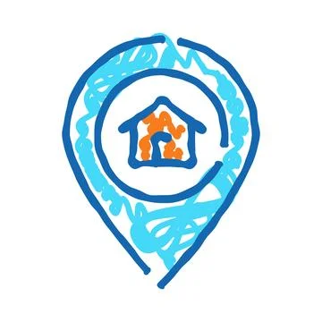 Home location map pin doodle icon design Illustrazione stock
