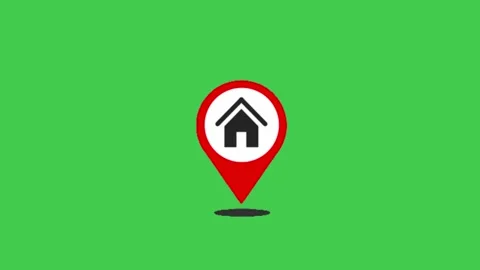 Home Location Map Pin Green Screen Motion Stockbeeldmateriaal 344764842