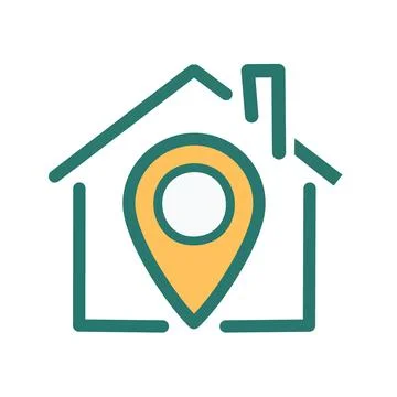 Home location pin. Home location pin icon, symbolizing property, address, r.. Stock Illustration