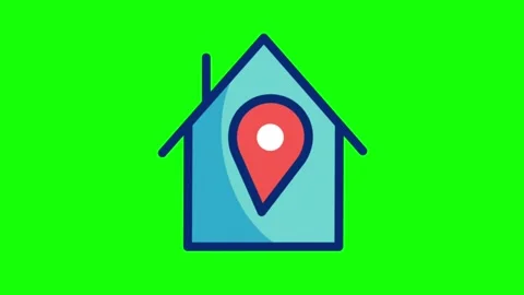 Home location pin icon animation loop on green screen background Stock Footage 314004248