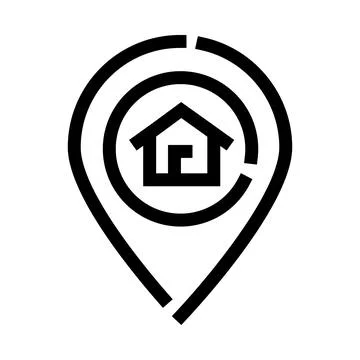 Home location pin icon finding property address Illustrazione stock