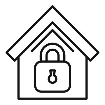 Home lock access icon outline vector. Secure stop theft Stock Illustration