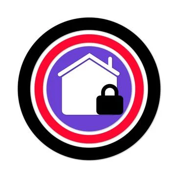 Home lock icon on a white background. Illustrazione stock