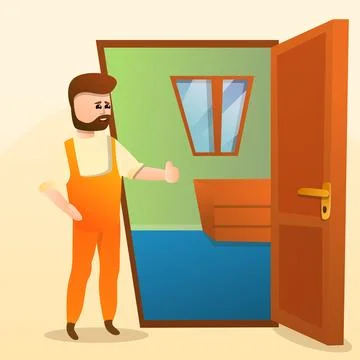 Home locksmith concept background, cartoon style Stock Illustration