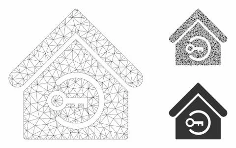 Home Login Vector Mesh Network Model and Triangle Mosaic Icon 스톡 일러스트