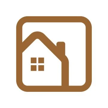 Home Logo Round Square Outline Stock Illustration