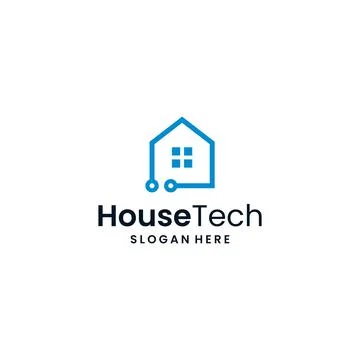 Home logo shape with advanced technology and connected.  Stock Illustration