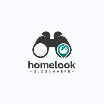 Home look logo design vector. Camp destination search symbol template. Stock Illustration
