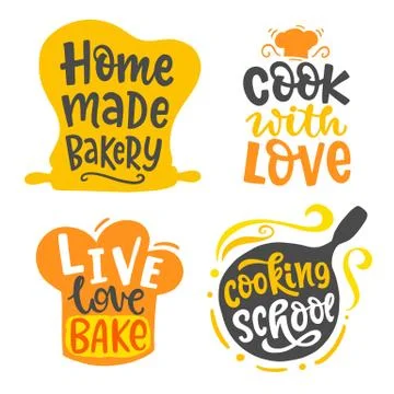 Home made bakery, culinary logotype set Stock Illustration