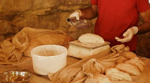 Home made Baking bread cutting dough and cover Stock Footage 54621470