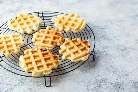 Home made Belgian waffles served with berries Stock Photos
