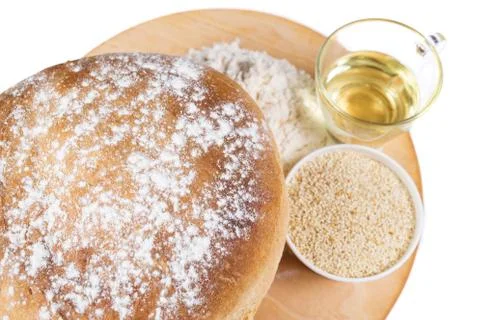 Home made bread. Bread with sesame. Stock Photos