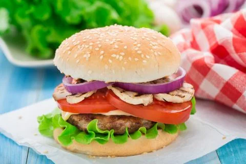 Home made burger Stock Photos