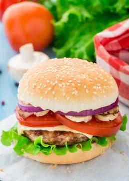 Home made burger Stock Photos
