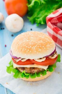 Home made burger Stock Photos