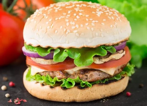 Home made burger Stock Photos