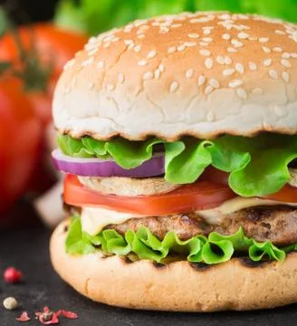 Home made burger Stock Photos