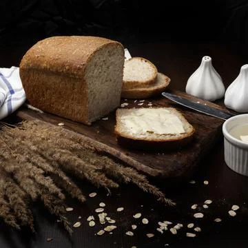 Home-made buttered slice of bread Stock Photos