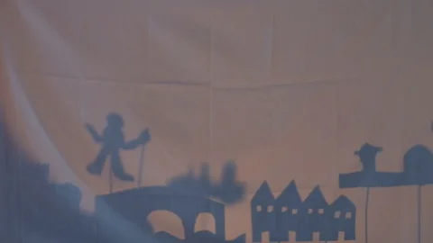 Home-made creative DIY shadow theatre. Stock Footage 129978869