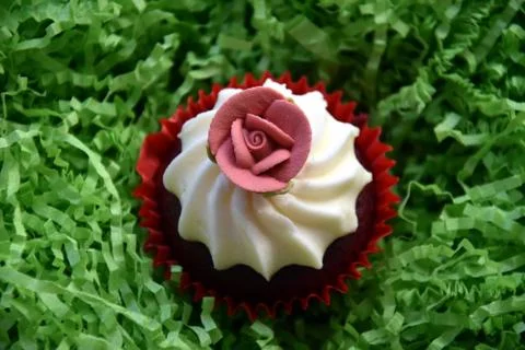 Home made decorated muffin. Easter, Mother's day, Valentine's day concept. Stock Photos