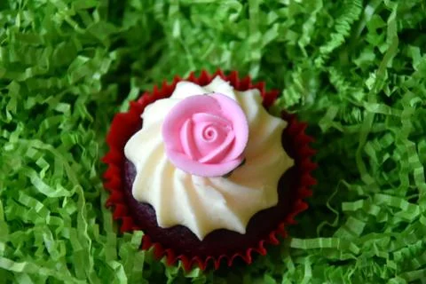 Home made decorated muffin. Easter, Mother's day, Valentine's day concept. Stock Photos