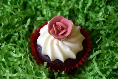 Home made decorated muffin. Easter, Mother's day, Valentine's day concept. Stock Photos