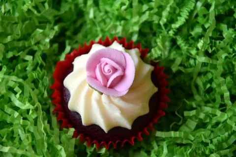 Home made decorated muffin. Easter, Mother's day, Valentine's day concept. Stock Photos