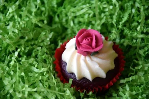 Home made decorated muffin. Easter, Mother's day, Valentine's day concept. Stock Photos