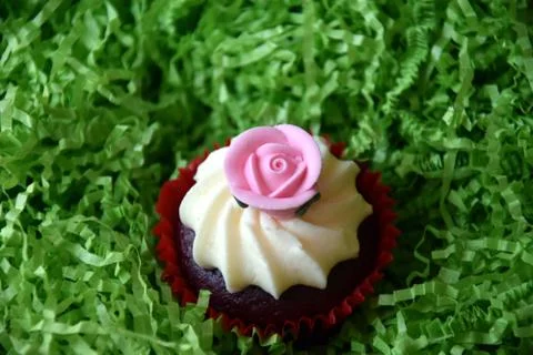 Home made decorated muffin. Easter, Mother's day, Valentine's day concept. Foto stock