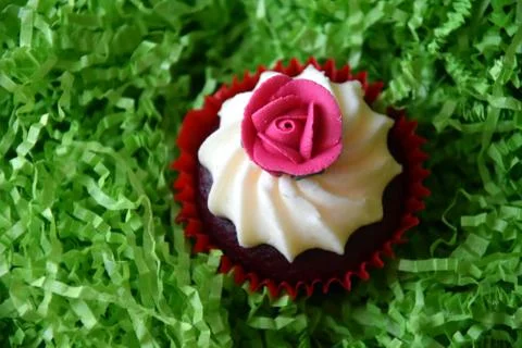 Home made decorated muffin. Easter, Mother's day, Valentine's day concept. Stock Photos